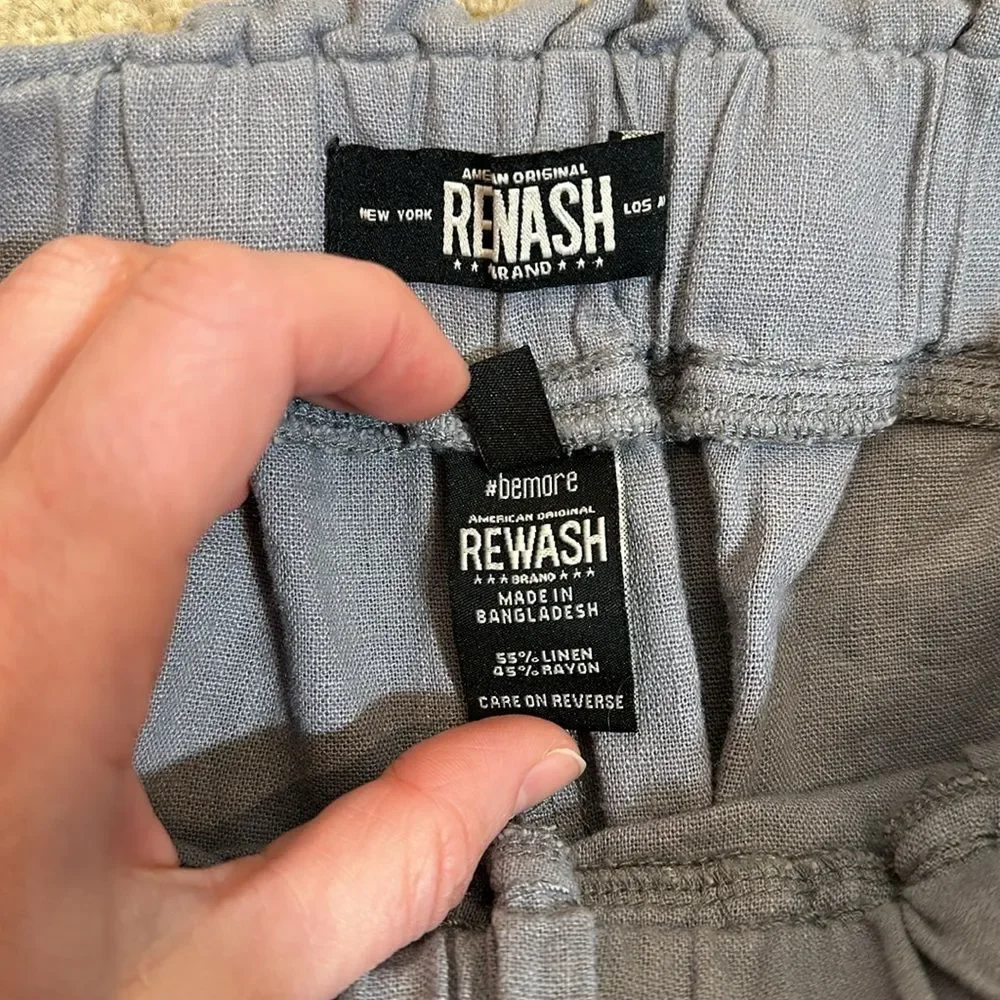 Rewash Women Blue Trooper Femme Utility Linen High Rise Cut Off Shorts Small